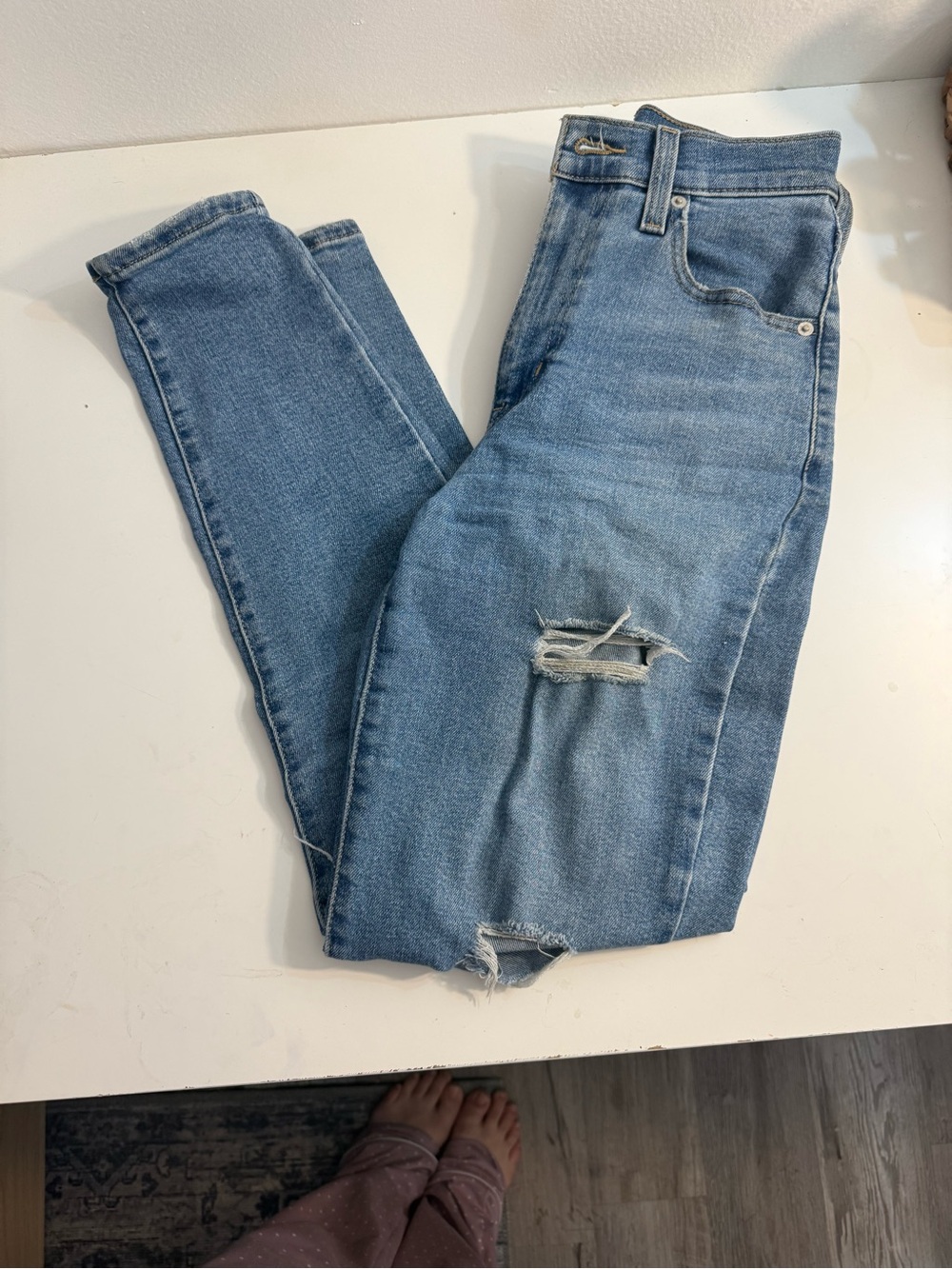 Levi's Light Blue Distressed Straight-Leg Jeans